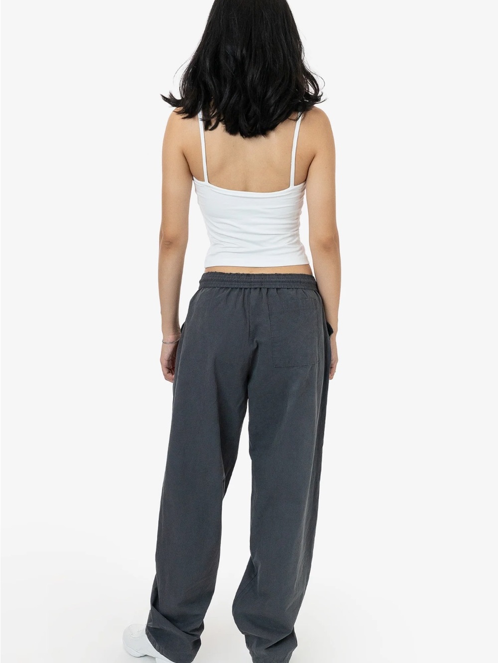 Los Angeles Apparel Wide-Leg Elastic Waist Pants in Charcoal
